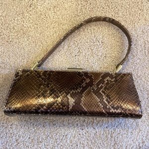 Vintage Adrienne Vittadini Gold and Brown Phython Cocktail Handbag